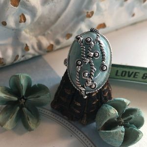 Amazonite Ethnic 925 Silver Ring-Handmade